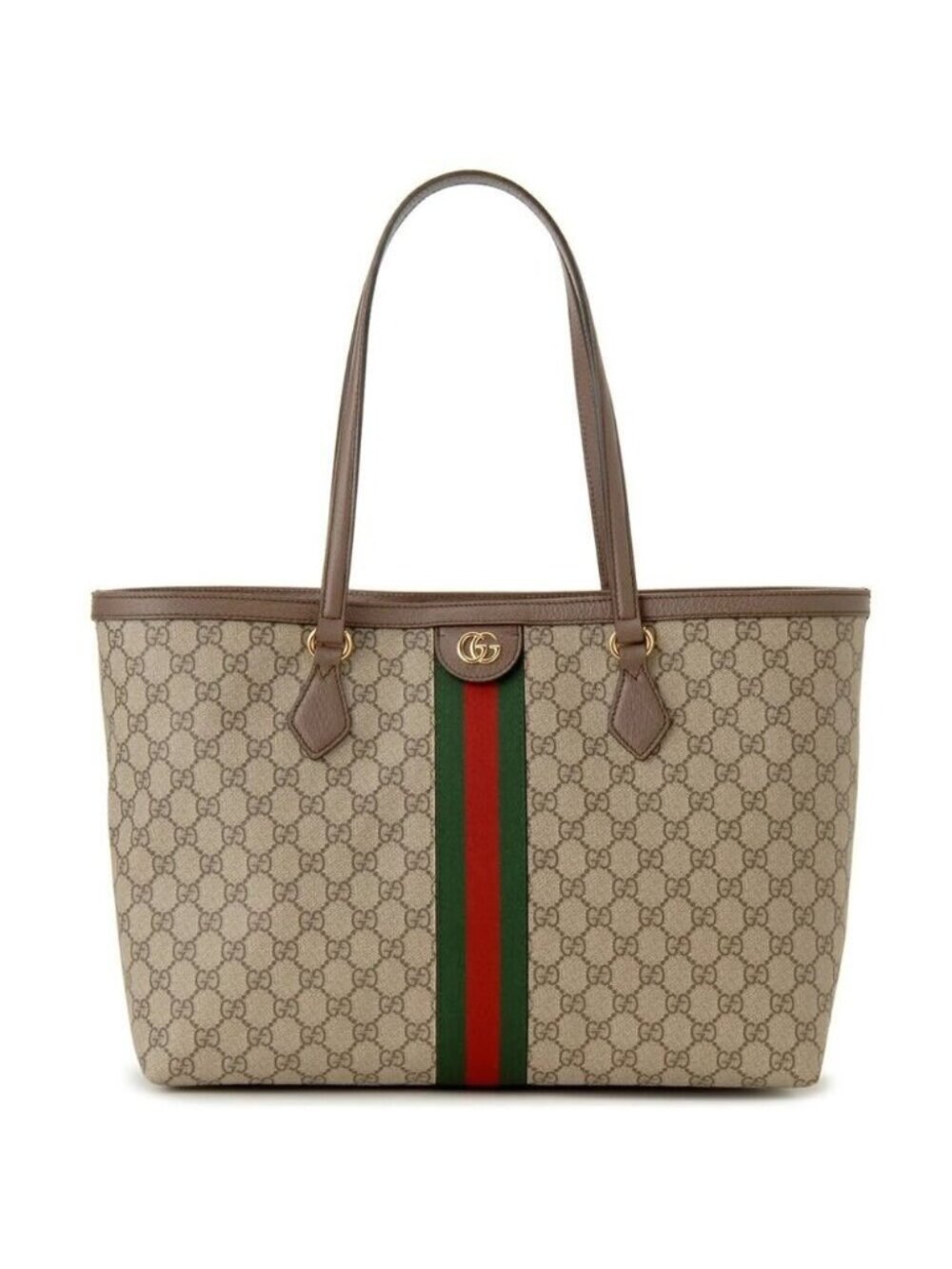 Gucci GG Supreme Ophidia Monogram Medium Shopping Tote Bag Brown Tan Purse